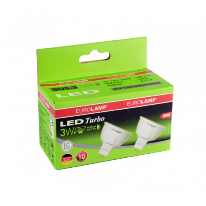 Промо-набор EUROLAMP LED Лампа MR16 3W GU5.3 4000K  акция "1+1"