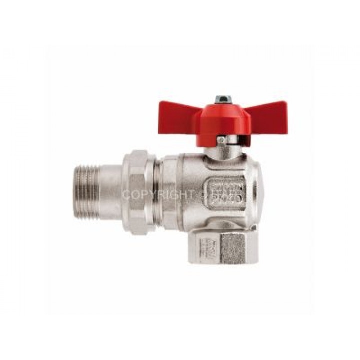 Кран кульовий повнопрохідний з американкою кутовий IDEAL 1/2" ЗВ метелик